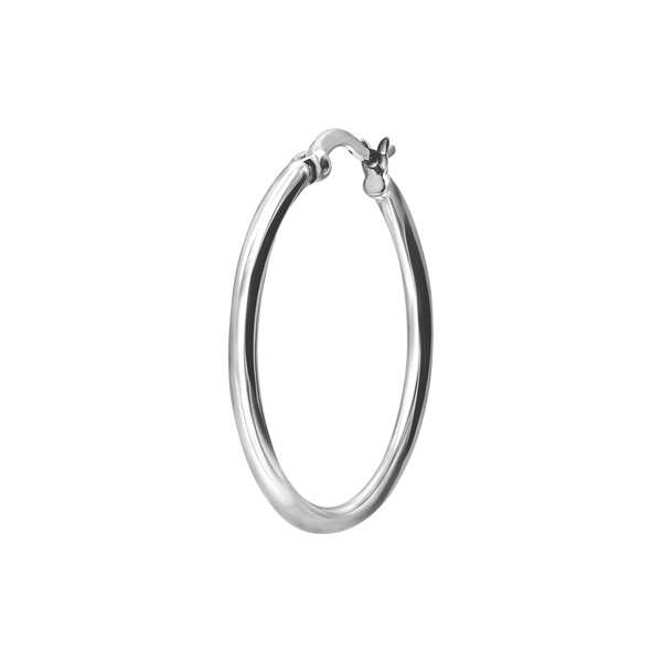 Round Tube Hoop Earring with Catch & Joint in Sterling Silver (2 mm)