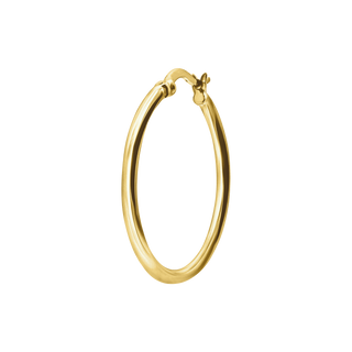 Round Tube Hoop Earring with Catch & Joint in 14K Gold (2 mm)