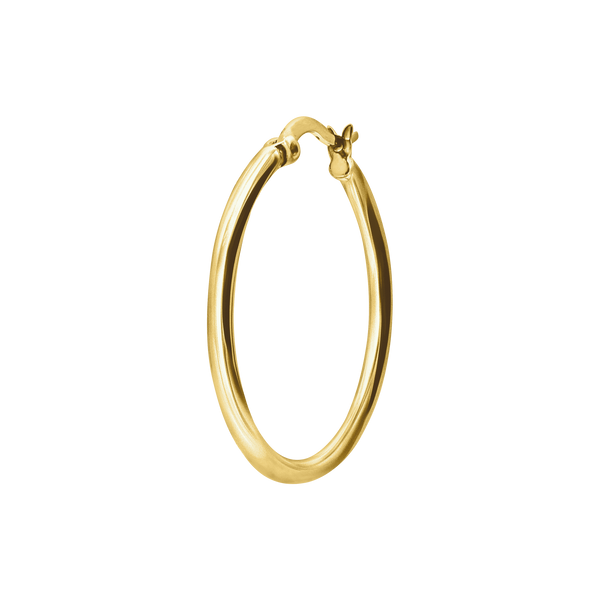 Round Tube Hoop Earring with Catch & Joint in 14K Gold (2 mm)