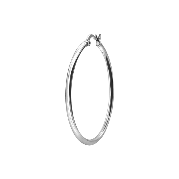 Round Tube Hoop Earring with Catch & Joint in Sterling Silver (2 mm)