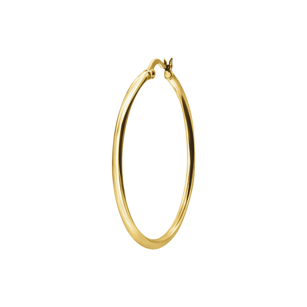 Round Tube Hoop Earring with Catch & Joint in 14K Gold (2 mm)