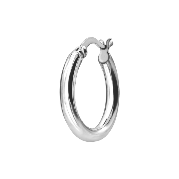 Round Tube Hoop Earring with Catch & Joint in Sterling Silver (3 mm)