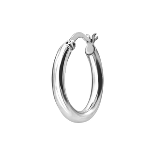 Round Tube Hoop Earring with Catch & Joint in Sterling Silver (3 mm)