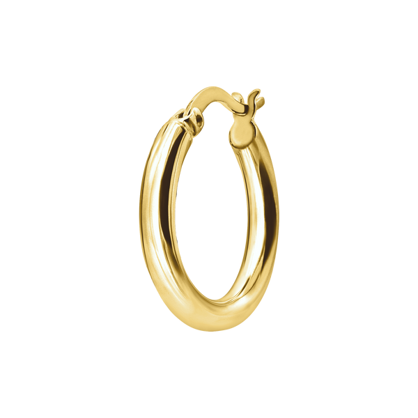 Round Tube Hoop Earring with Catch & Joint in 14K Gold (3 mm)