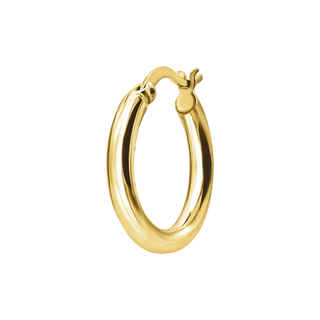 Round Tube Hoop Earring with Catch & Joint in 14K Gold (3 mm)