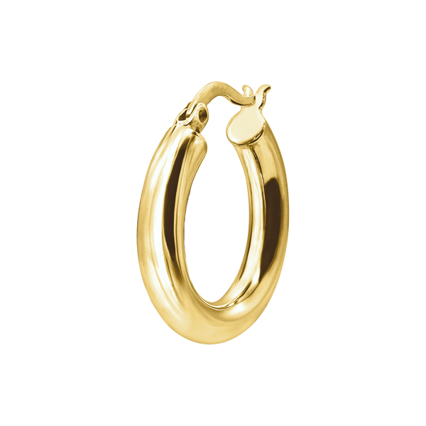 Round Tube Hoop Earring with Catch & Joint in 14K Gold (4 mm)