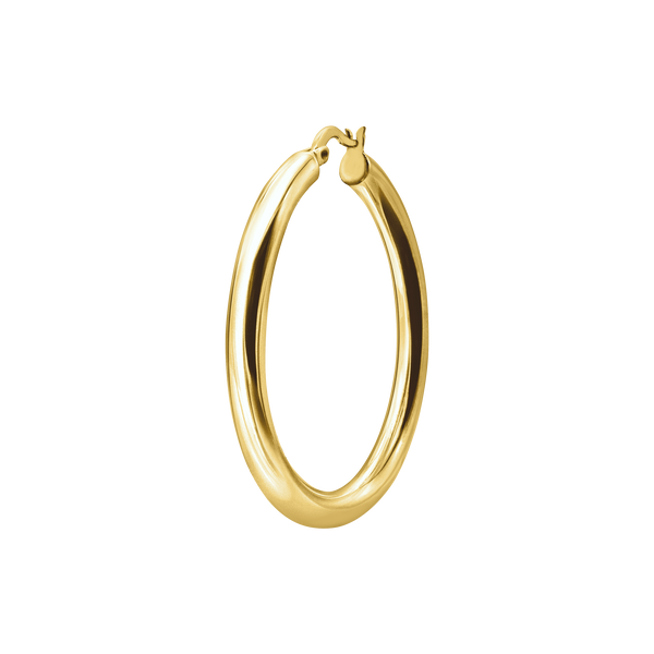 Round Tube Hoop Earring with Catch & Joint in 14K Gold (4 mm)