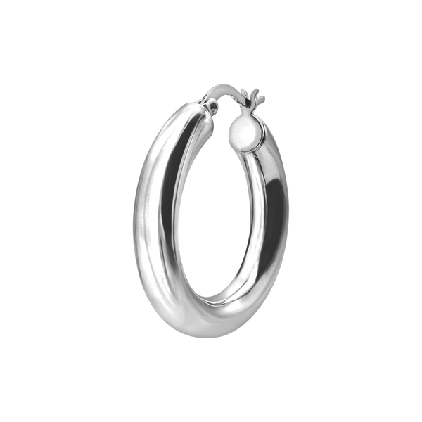 Round Tube Hoop Earring with Catch & Joint in Sterling Silver (5 mm)