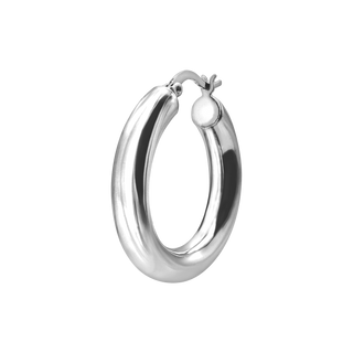 Round Tube Hoop Earring with Catch & Joint in Sterling Silver (5 mm)