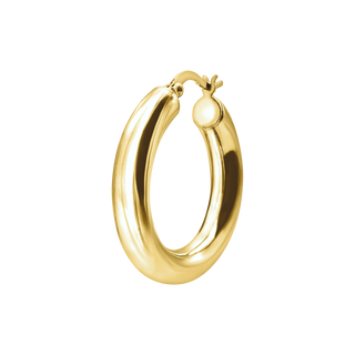 Round Tube Hoop Earring with Catch & Joint in 14K Gold (5 mm)