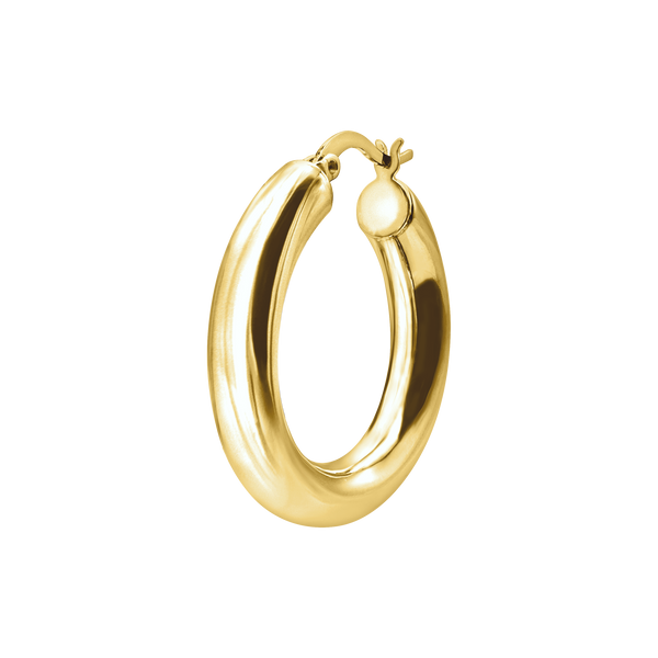 Round Tube Hoop Earring with Catch & Joint in 14K Gold (5 mm)