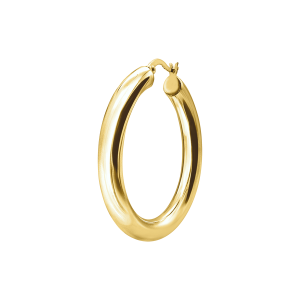 Round Tube Hoop Earring with Catch & Joint in 14K Gold (5 mm)
