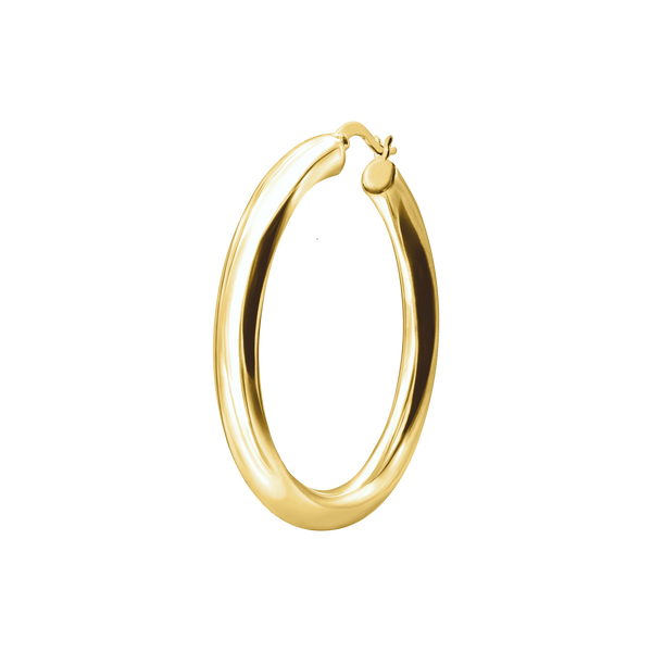 Round Tube Hoop Earring with Catch & Joint in 14K Gold (5 mm)