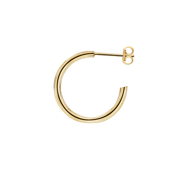 Round Tube Hoop Earring with Post in 14K Gold (2 mm)