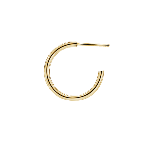 Round Tube Hoop Earring with Post in 14K Gold (2 mm)