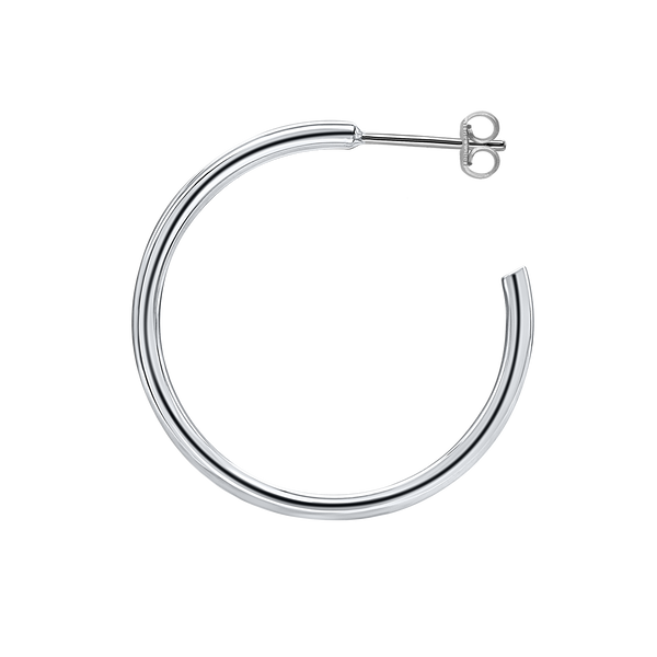 Round Tube Hoop Earring with Post in Sterling Silver (2 mm)