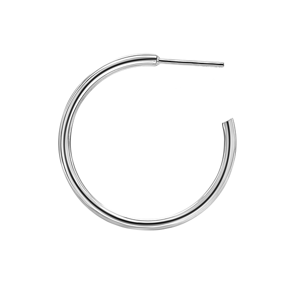Round Tube Hoop Earring with Post in Sterling Silver (2 mm)