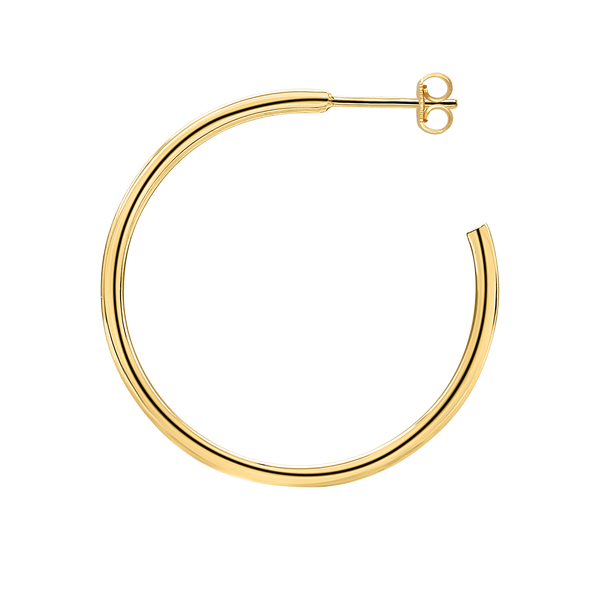 Round Tube Hoop Earring with Post in 14K Gold (2 mm)