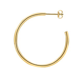 Round Tube Hoop Earring with Post in 14K Gold (2 mm)