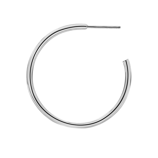 Round Tube Hoop Earring with Post in Sterling Silver (2 mm)