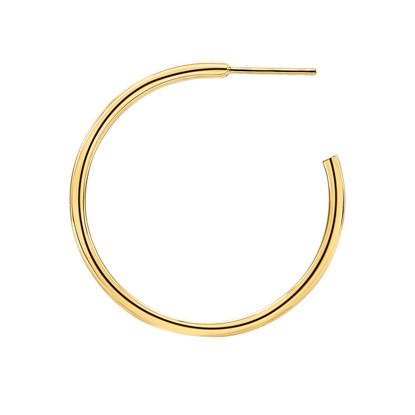 Round Tube Hoop Earring with Post in 14K Gold (2 mm)
