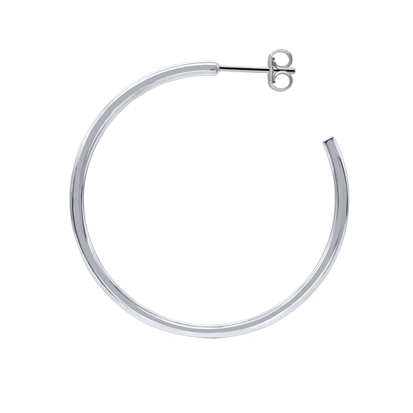 Round Tube Hoop Earring with Post in Sterling Silver (2 mm)