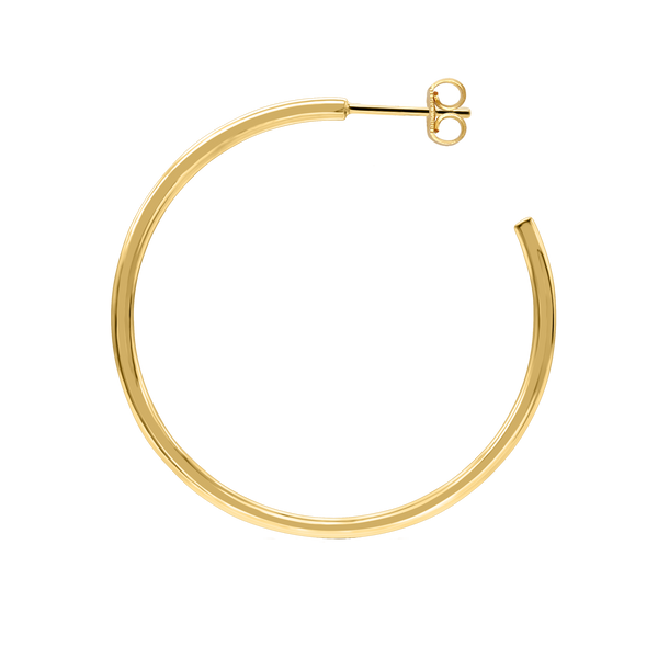 Round Tube Hoop Earring with Post in 14K Gold (2 mm)