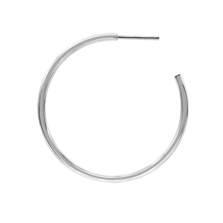 Round Tube Hoop Earring with Post in Sterling Silver (2 mm)
