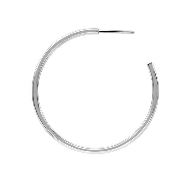 Round Tube Hoop Earring with Post in Sterling Silver (2 mm)