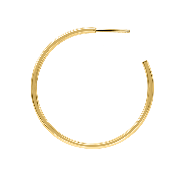 Round Tube Hoop Earring with Post in 14K Gold (2 mm)