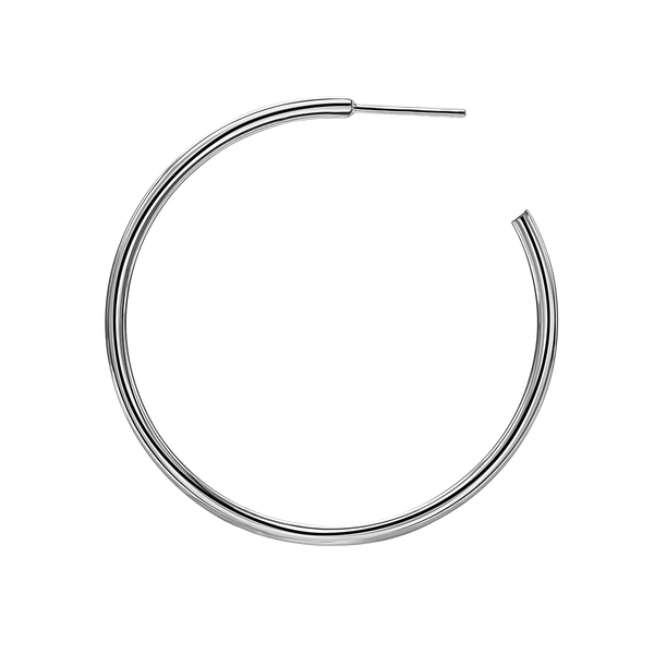 Round Tube Hoop Earring with Post in Sterling Silver (2 mm)