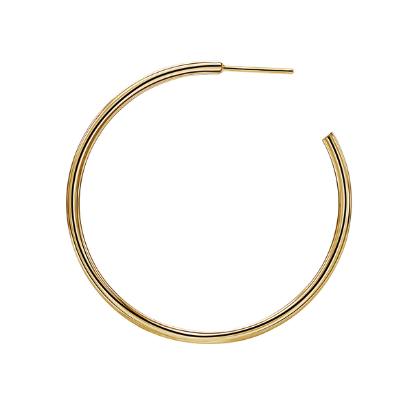 Round Tube Hoop Earring with Post in 14K Gold (2 mm)