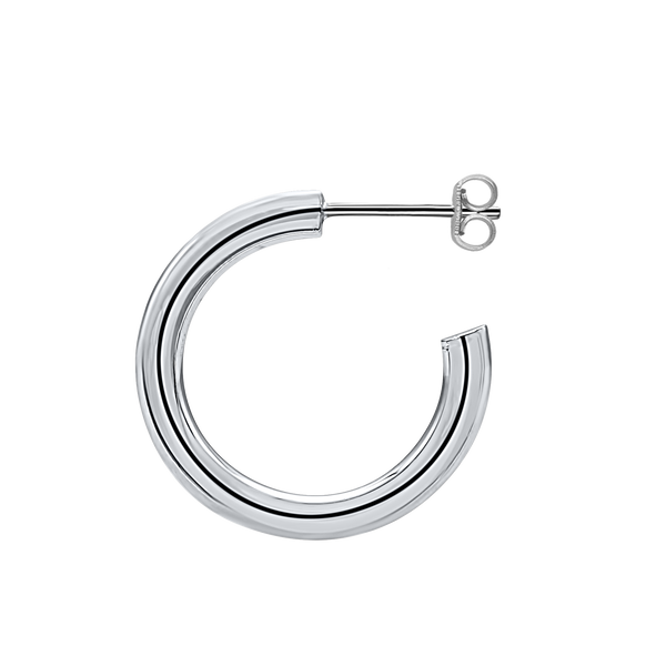 Round Tube Hoop Earring with Post in Sterling Silver (3 mm)