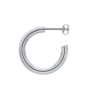 Round Tube Hoop Earring with Post in Sterling Silver (3 mm)