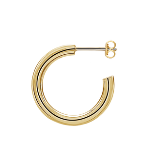 Round Tube Hoop Earring with Post in 14K Gold (3 mm)