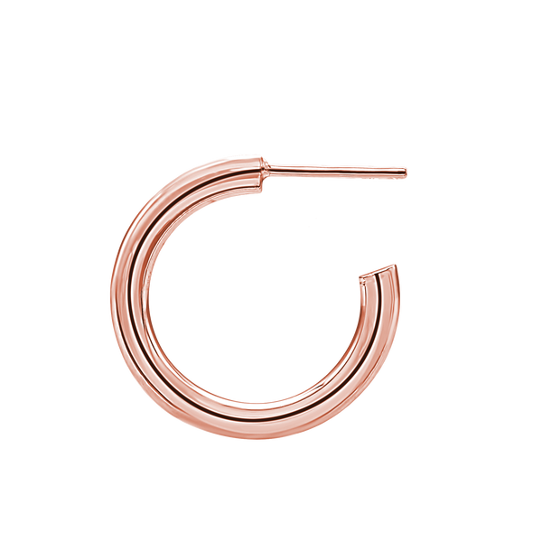 Round Tube Hoop Earring with Post in Sterling Silver (3 mm)