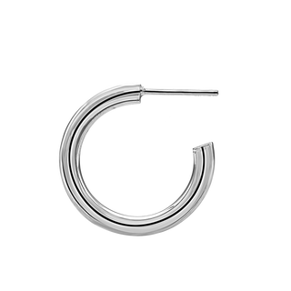 Round Tube Hoop Earring with Post in Sterling Silver (3 mm)