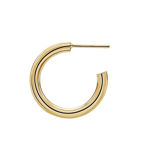 Round Tube Hoop Earring with Post in 14K Gold (3 mm)