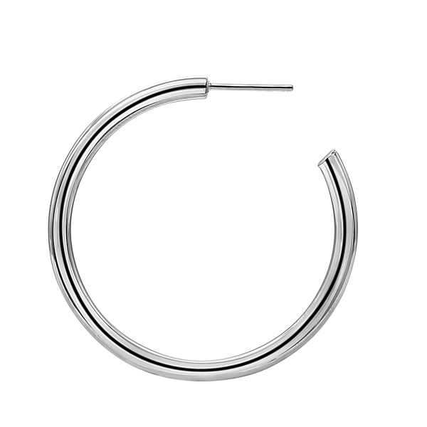 Round Tube Hoop Earring with Post in Sterling Silver (3 mm)