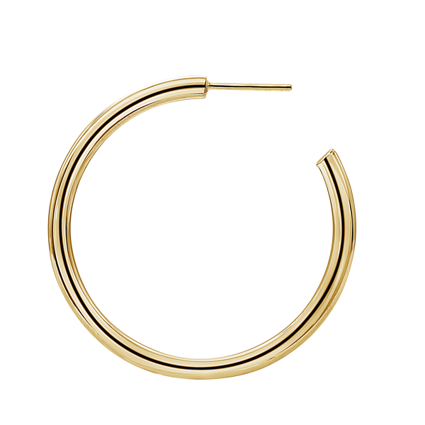 Round Tube Hoop Earring with Post in 14K Gold (3 mm)