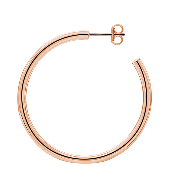 Round Tube Hoop Earring with Post in Sterling Silver (3 mm)