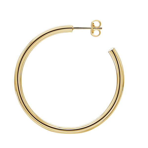 Round Tube Hoop Earring with Post in 14K Gold (3 mm)