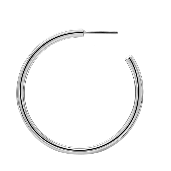 Round Tube Hoop Earring with Post in Sterling Silver (3 mm)