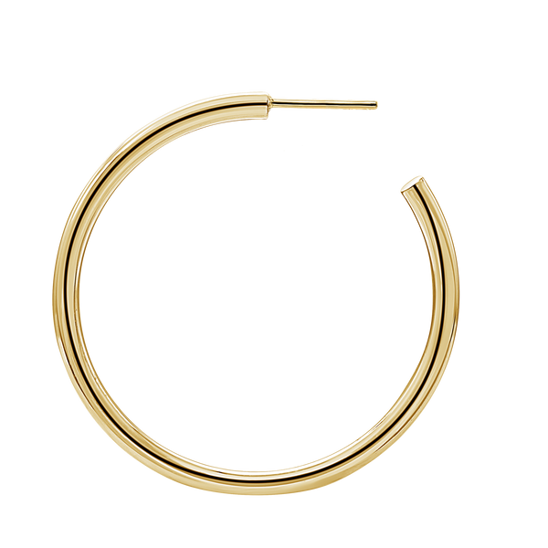 Round Tube Hoop Earring with Post in 14K Gold (3 mm)