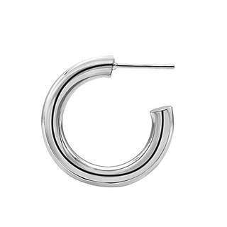 Round Tube Hoop Earring with Post in Sterling Silver (4 mm)
