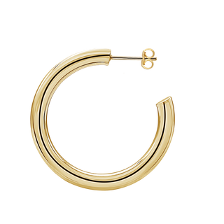 Round Tube Hoop Earring with Post in 14K Gold (4 mm)