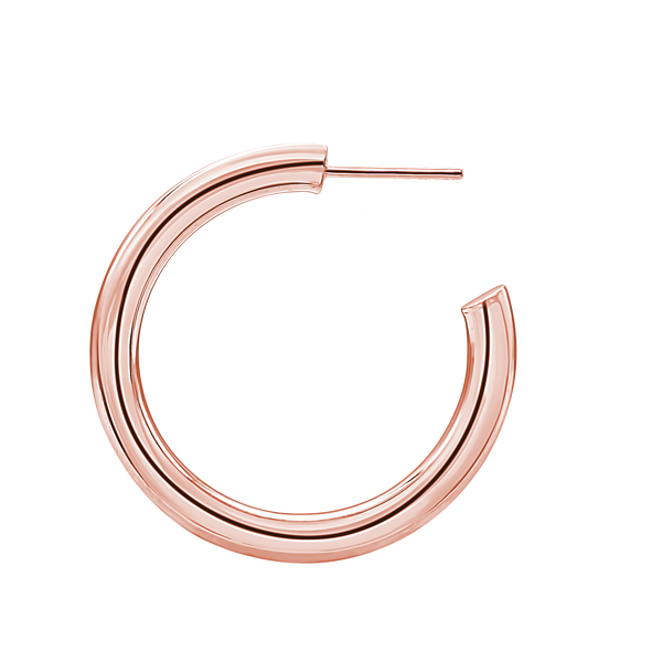 Round Tube Hoop Earring with Post in Sterling Silver (4 mm)