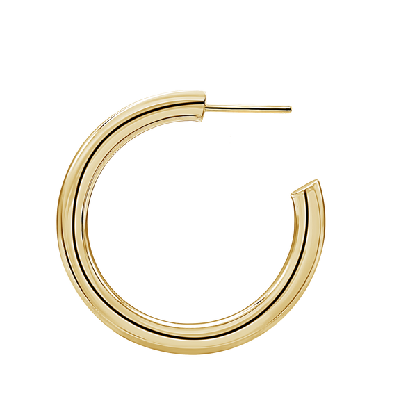 Round Tube Hoop Earring with Post in Sterling Silver (4 mm)