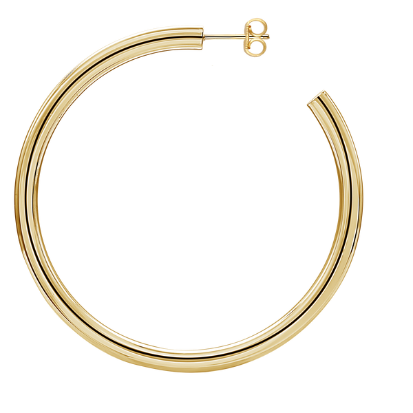 Round Tube Hoop Earring with Post in 14K Gold (4 mm)