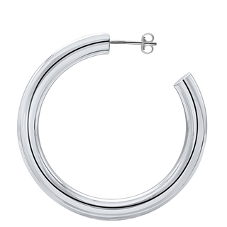 Round Tube Hoop Earring with Post in Sterling Silver (5 mm)